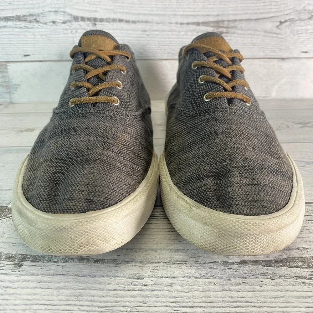 Sperry Shoes Mens 12 Gray Canvas Casual Nautical Preppy Leisure Comfy Sneakers